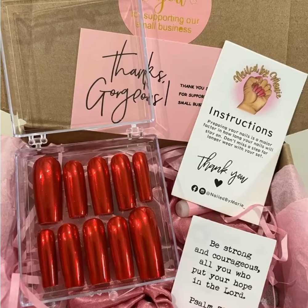 Chrome Red Press-On Nails